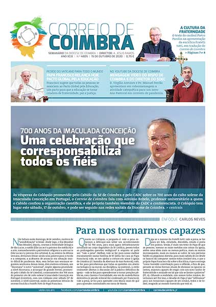 Capa Jornal Correio de Coimbra 4805 - 15 outubro 2020
