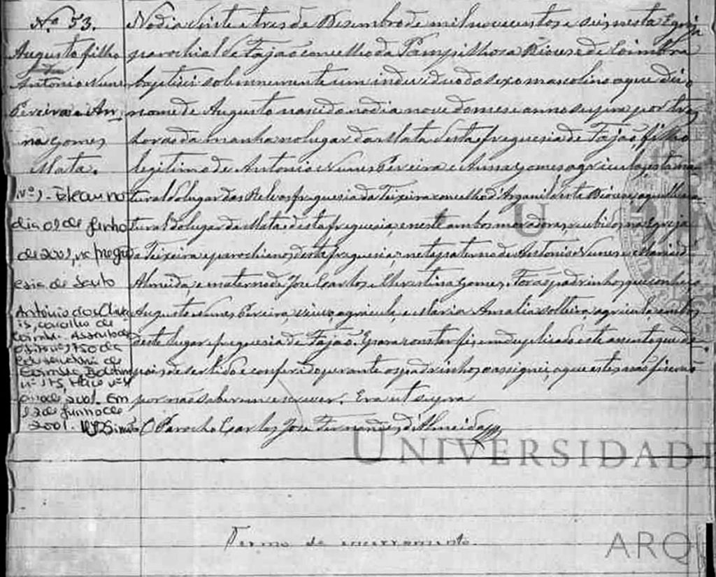 Baptismo Augusto Nunes Pereira
